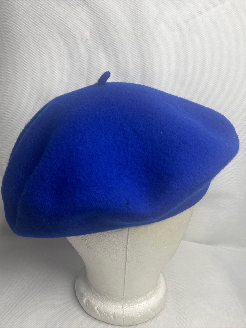 Vintage French Beret Basque Hat 100% Wool De Luxe Royal Blue OSFM Victorian Cap - Picture 5 of 11